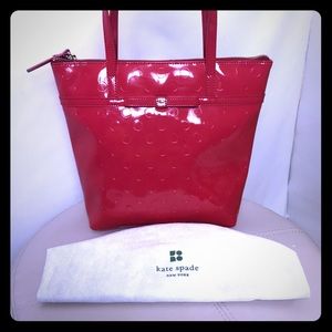 Kate spade small tote bag patent leather red.
